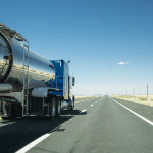 Tanker truck driving on a highway